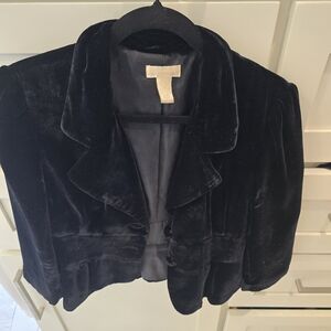 Black Velvet 3/4 Sleeves Jacket, Whitewash Size 6